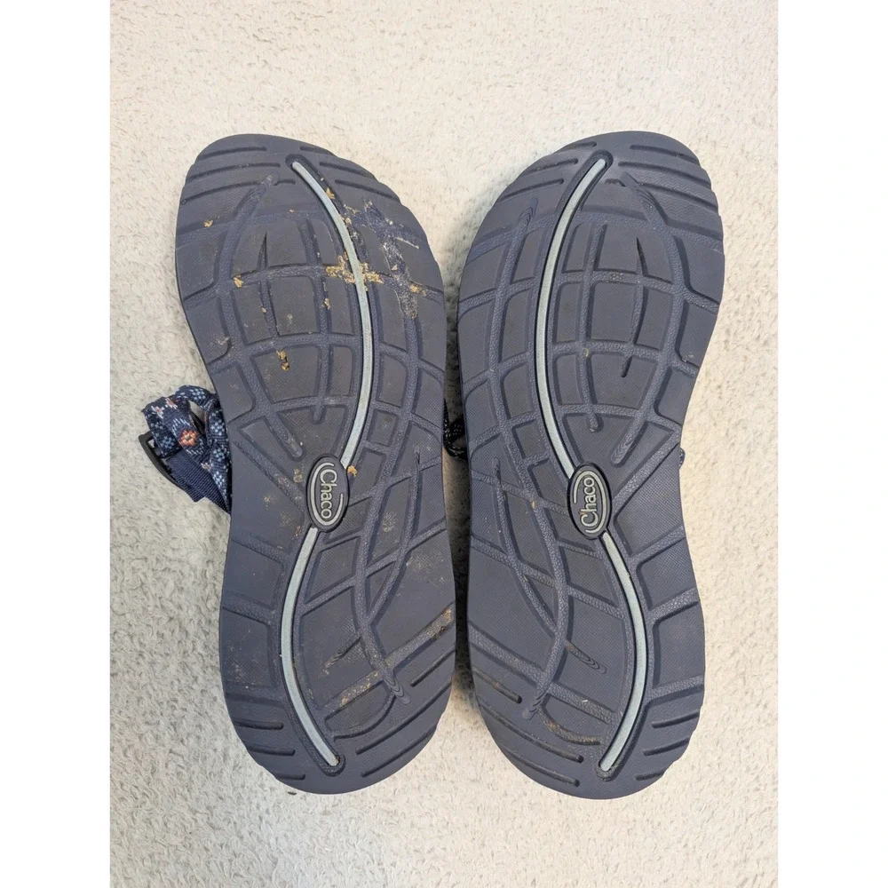 Chacos J105990 Sandals Women 1 Blue/Orange Strappy Outdoor Toe Loop Water Hiking